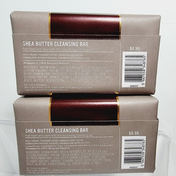 2 LEATHER & BRANDY Bath & Body Works Shea Butter Cleansing Body Bar Soap 5oz NEW - Picture 7 of 7